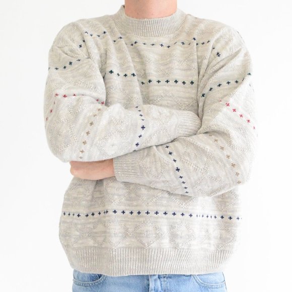 Vintage Great Lakes Crewneck Sweater - Taupe -  Large - Picture 3 of 13